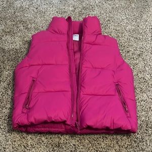 old hot pink puffer vest
